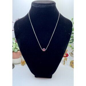 NWT Annaleece Pendant Necklace Lavender Crystal Swarovski Cushion Cut Rhodium